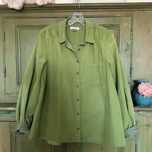 Anthropologie Olive Green Corduroy Shirt